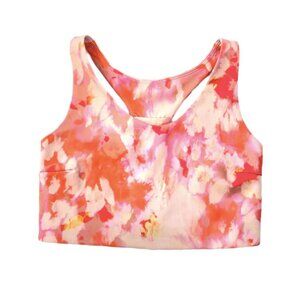 ZELLA Women's orange/beige/pink tie dye longline racer back sports bra, size S
